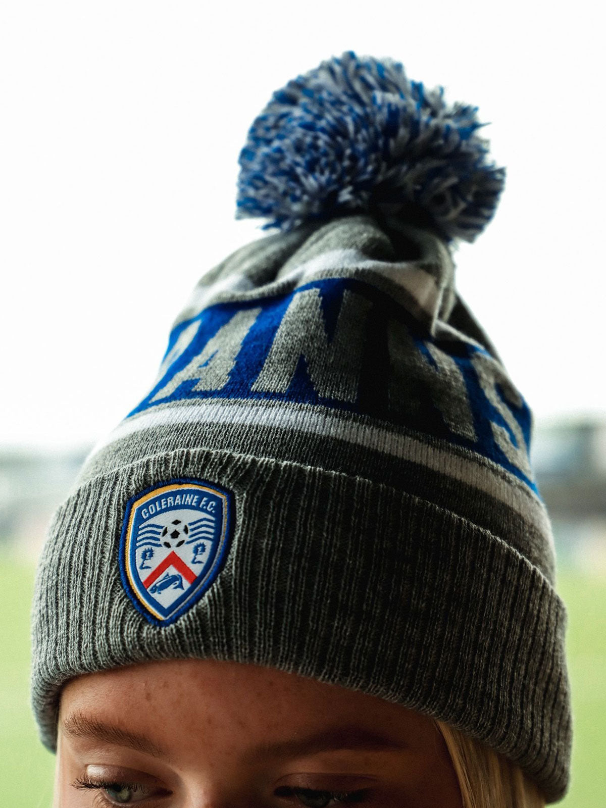 Coleraine Blue/Grey/White Bobble Hat