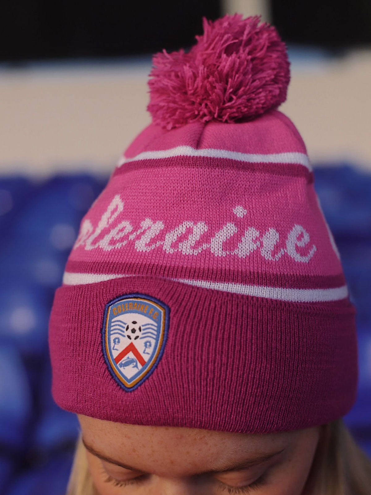 Coleraine FC Bobble Hat Pink