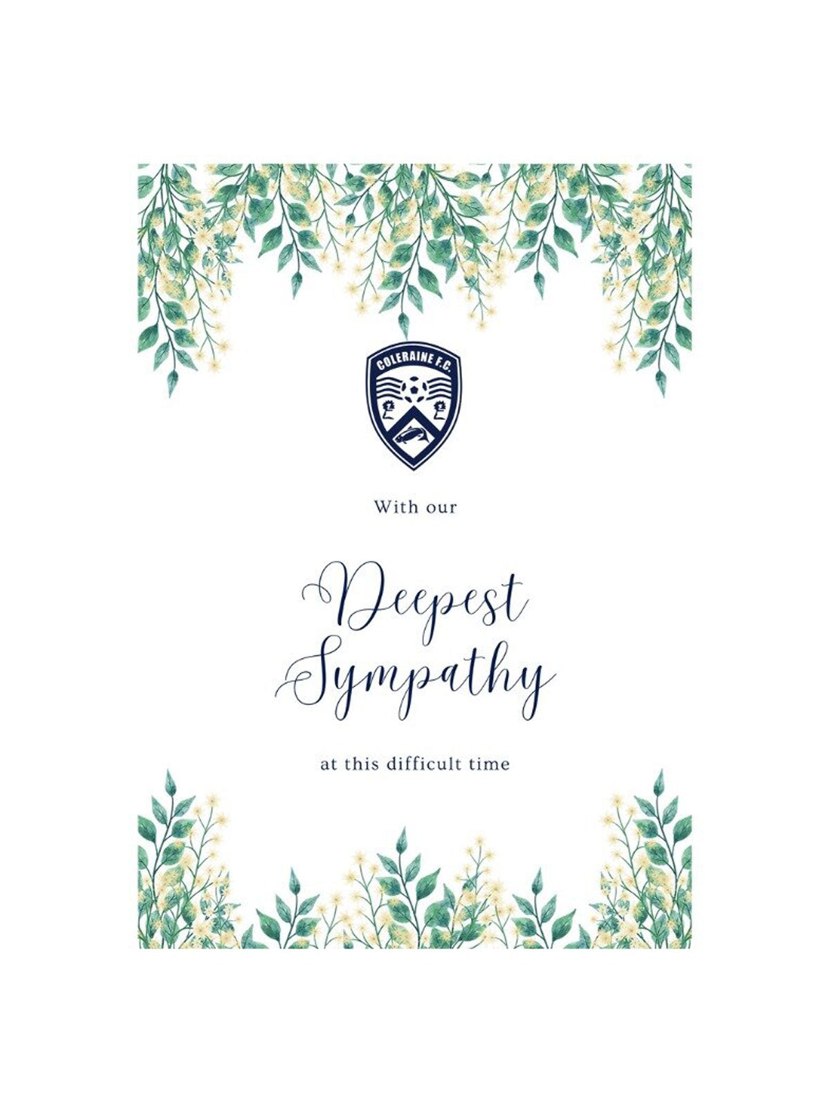 Coleraine FC Sympathy Card